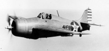 Grumman F4F-4 "Wildcat" of Fighting Squadron 41 in flight.