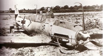 BF 109 E shot down over Kent, the pilot of this aircraft was Lt Von Wera, the only Luftwaffe pilot to escape back to Germany